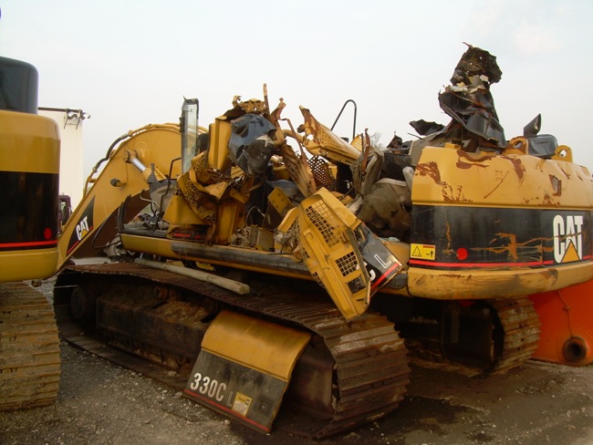 destroyed excavator